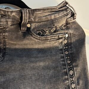 Liverpool Black Skinny Jeans with Snake Print Detail